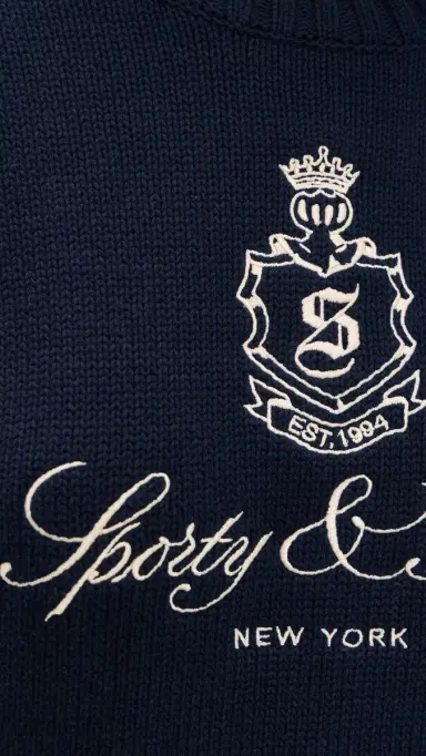 Sporty & Rich Vendome Knitted Sweater Dark Navy | Thumbnail 6 Sporty & Rich Vendome Knitted Sweater Dark Navy | Thumbnail 6
