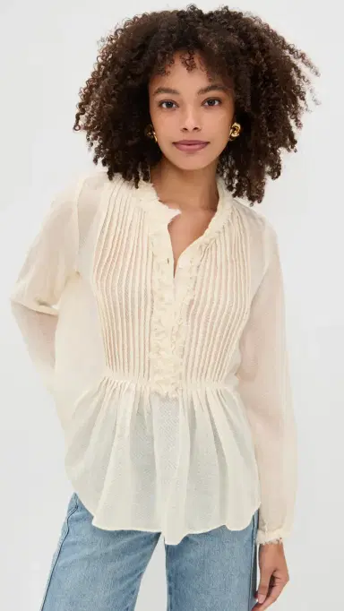 Ulla Johnson Adriel Long Sleeve Tunic Blouse Cowrie | Thumbnail 2 Ulla Johnson Adriel Long Sleeve Tunic Blouse Cowrie | Thumbnail 2