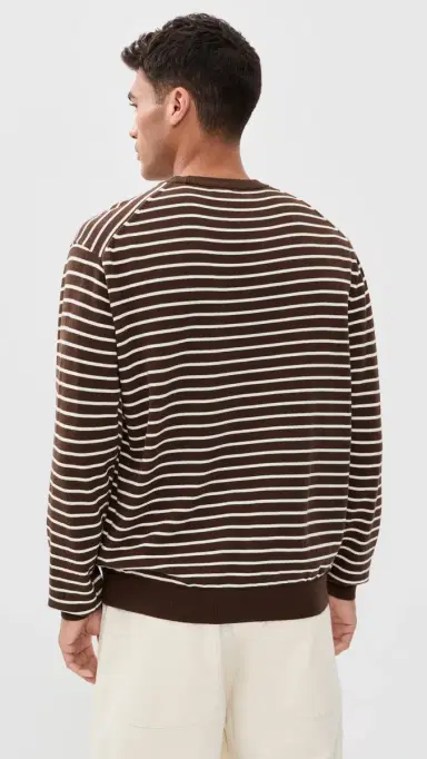 Madewell Core Cotton Long Sleeve Crew Sweater Dark Mocha tripe | Thumbnail 3 Madewell Core Cotton Long Sleeve Crew Sweater Dark Mocha tripe | Thumbnail 3