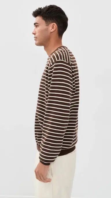 Madewell Core Cotton Long Sleeve Crew Sweater Dark Mocha tripe | Thumbnail 4 Madewell Core Cotton Long Sleeve Crew Sweater Dark Mocha tripe | Thumbnail 4