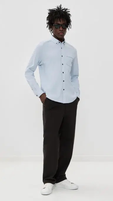 Rhone Effortless Oxford Button Down Shirt Blue Pearl Heather | Thumbnail 5 Rhone Effortless Oxford Button Down Shirt Blue Pearl Heather | Thumbnail 5