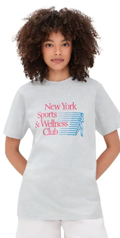 Sporty & Rich New York Motion T-Shirt Heather Gray | Thumbnail 1 Sporty & Rich New York Motion T-Shirt Heather Gray | Thumbnail 1