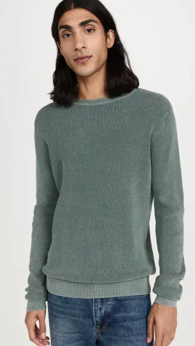 Faherty unwashed Crew Neck Sweater Mountain Olive | Thumbnail 2 Faherty unwashed Crew Neck Sweater Mountain Olive | Thumbnail 2