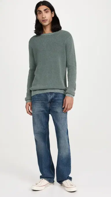 Faherty unwashed Crew Neck Sweater Mountain Olive | Thumbnail 5 Faherty unwashed Crew Neck Sweater Mountain Olive | Thumbnail 5