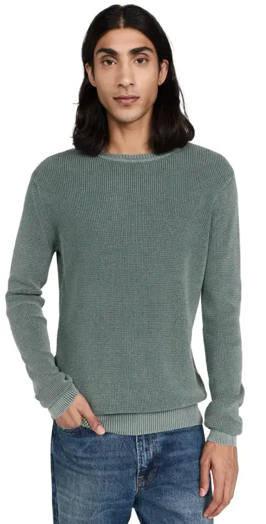 Faherty unwashed Crew Neck Sweater Mountain Olive | Thumbnail 1 Faherty unwashed Crew Neck Sweater Mountain Olive | Thumbnail 1