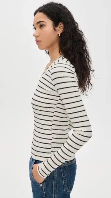 AMO Joanna Long Sleeve Tee Natural/Black | Thumbnail 4 AMO Joanna Long Sleeve Tee Natural/Black | Thumbnail 4