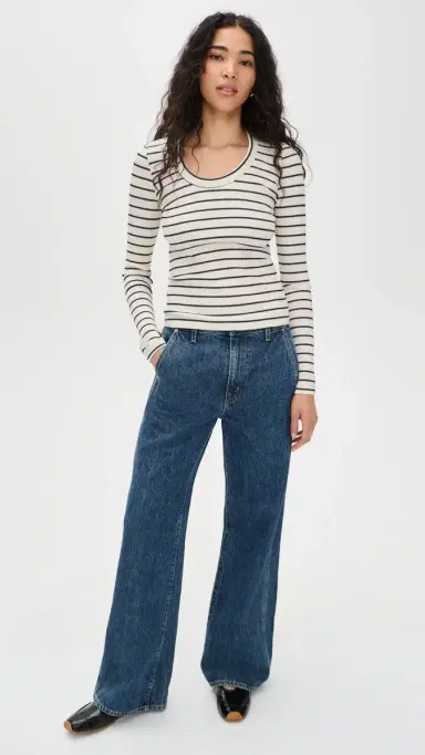 AMO Joanna Long Sleeve Tee Natural/Black | Thumbnail 5 AMO Joanna Long Sleeve Tee Natural/Black | Thumbnail 5