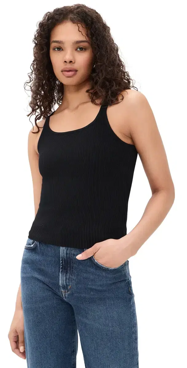 coop Neck Tank: Instasculpt Rib Knit Black coop Neck Tank: Instasculpt Rib Knit Black