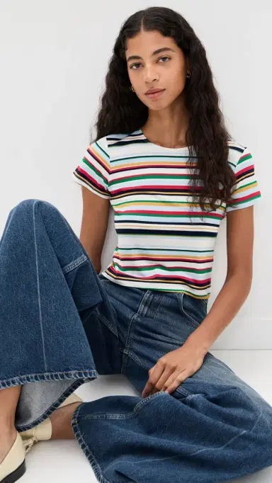 LE BOP Eloise triped Crop Tee Multi tripe | Thumbnail 2 LE BOP Eloise triped Crop Tee Multi tripe | Thumbnail 2