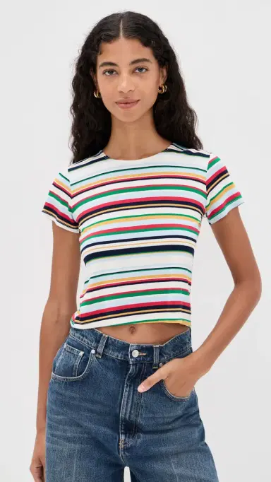 LE BOP Eloise triped Crop Tee Multi tripe | Thumbnail 3 LE BOP Eloise triped Crop Tee Multi tripe | Thumbnail 3