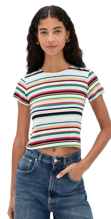 LE BOP Eloise triped Crop Tee Multi tripe | Thumbnail 1 LE BOP Eloise triped Crop Tee Multi tripe | Thumbnail 1
