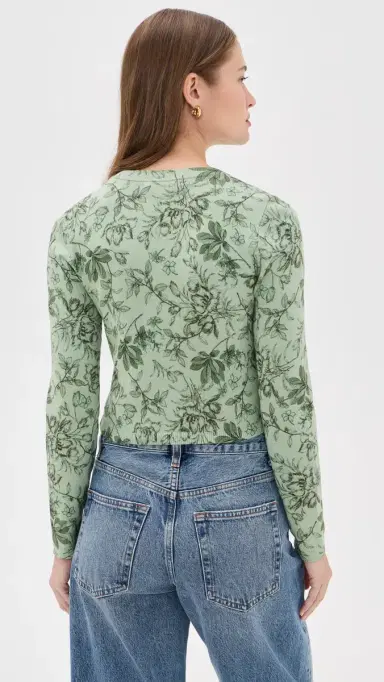 ALICE + OLIVIA Dollie Cardigan ystic Garden Sage | Thumbnail 3 ALICE + OLIVIA Dollie Cardigan ystic Garden Sage | Thumbnail 3