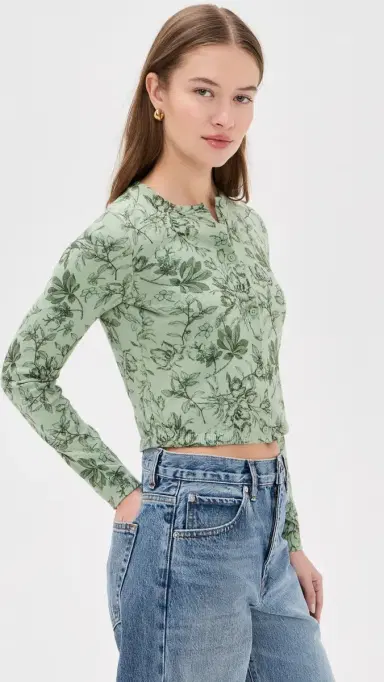 ALICE + OLIVIA Dollie Cardigan ystic Garden Sage | Thumbnail 4 ALICE + OLIVIA Dollie Cardigan ystic Garden Sage | Thumbnail 4