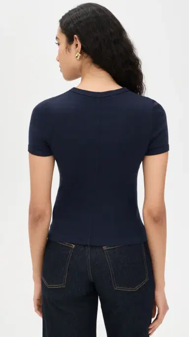 Enza Costa Supima Cotton New Classic Short Sleeve Tee Dark Navy | Thumbnail 3 Enza Costa Supima Cotton New Classic Short Sleeve Tee Dark Navy | Thumbnail 3