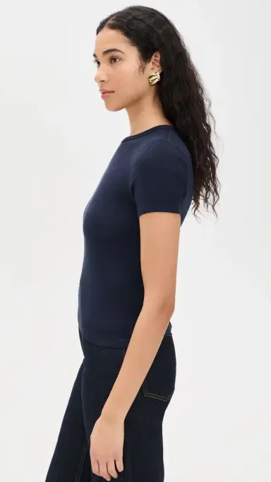 Enza Costa Supima Cotton New Classic Short Sleeve Tee Dark Navy | Thumbnail 4 Enza Costa Supima Cotton New Classic Short Sleeve Tee Dark Navy | Thumbnail 4