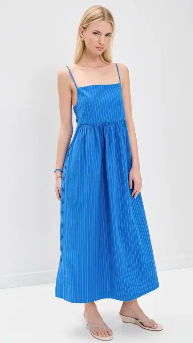 The Tiny Big Sister Striped Square Neck Dress Blue | Thumbnail 2 The Tiny Big Sister Striped Square Neck Dress Blue | Thumbnail 2