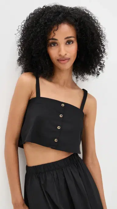 LE BOP Poplin Martha Crop Top Black | Thumbnail 2 LE BOP Poplin Martha Crop Top Black | Thumbnail 2