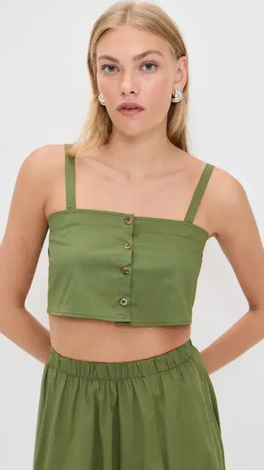 LE BOP Poplin Martha Crop Top Olive | Thumbnail 2 LE BOP Poplin Martha Crop Top Olive | Thumbnail 2