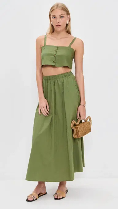 LE BOP Poplin Martha Crop Top Olive | Thumbnail 5 LE BOP Poplin Martha Crop Top Olive | Thumbnail 5