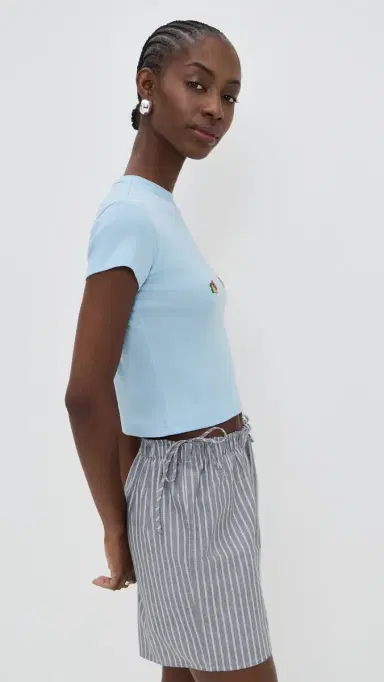 Hommegirls Homme Girls x Fruit of The oom Baby Tee With Double Logo Baby Blue w/ Fruit Clusters | Thumbnail 4 Hommegirls Homme Girls x Fruit of The oom Baby Tee With Double Logo Baby Blue w/ Fruit Clusters | Thumbnail 4