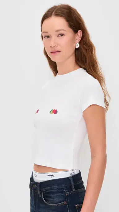 Hommegirls Homme Girls x Fruit of The oom Baby Tee With Double Logo White w/ Fruit Clusters | Thumbnail 4 Hommegirls Homme Girls x Fruit of The oom Baby Tee With Double Logo White w/ Fruit Clusters | Thumbnail 4