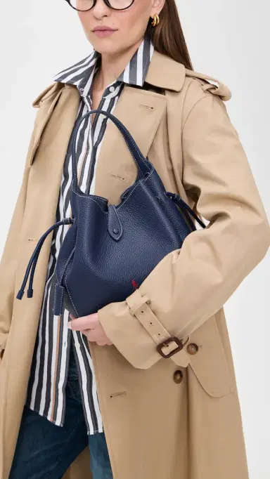 Polo Ralph Lauren Shiny Drum Pebble Crossbody Bucket Bag | Thumbnail 3 Polo Ralph Lauren Shiny Drum Pebble Crossbody Bucket Bag | Thumbnail 3