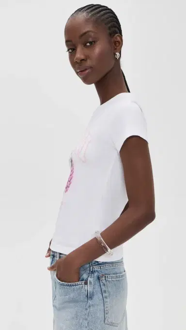 GANNI Baby Fit T-shirt Raspberry Bright White | Thumbnail 4 GANNI Baby Fit T-shirt Raspberry Bright White | Thumbnail 4