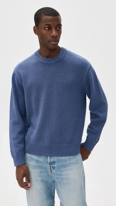 Alex Mill Gabriel Crew Neck Sweater In Cotton Linen Worn Denim | Thumbnail 2 Alex Mill Gabriel Crew Neck Sweater In Cotton Linen Worn Denim | Thumbnail 2