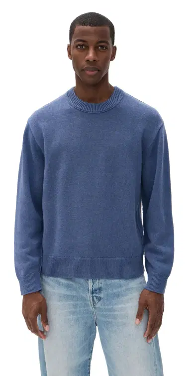 Alex Mill Gabriel Crew Neck Sweater In Cotton Linen Worn Denim | Thumbnail 1 Alex Mill Gabriel Crew Neck Sweater In Cotton Linen Worn Denim | Thumbnail 1