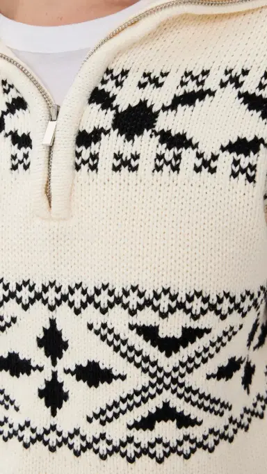 English Factory Motif Zip Up Sweater Ivory/Black S | Thumbnail 6 English Factory Motif Zip Up Sweater Ivory/Black S | Thumbnail 6
