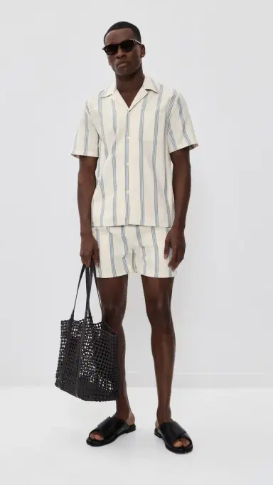 Les Deux Lawson Stripe Shorts 5 Eggnog White | Thumbnail 5 Les Deux Lawson Stripe Shorts 5 Eggnog White | Thumbnail 5