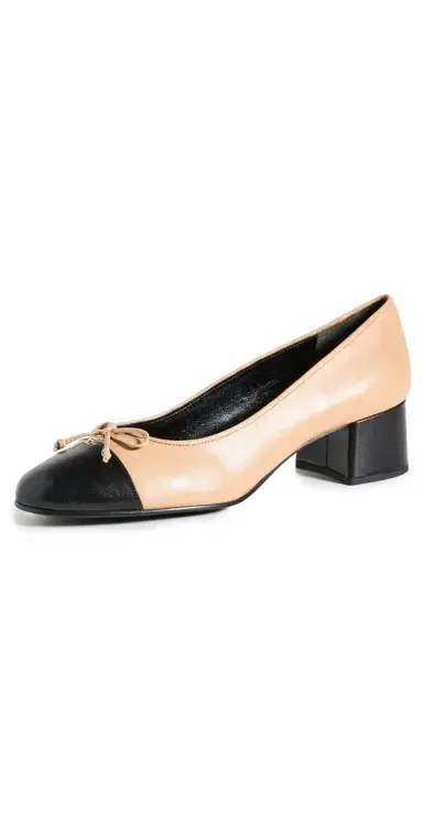 Tory Burch Bow Ballet Pumps 45mm Ginger Shortbread/Black | Thumbnail 1 Tory Burch Bow Ballet Pumps 45mm Ginger Shortbread/Black | Thumbnail 1