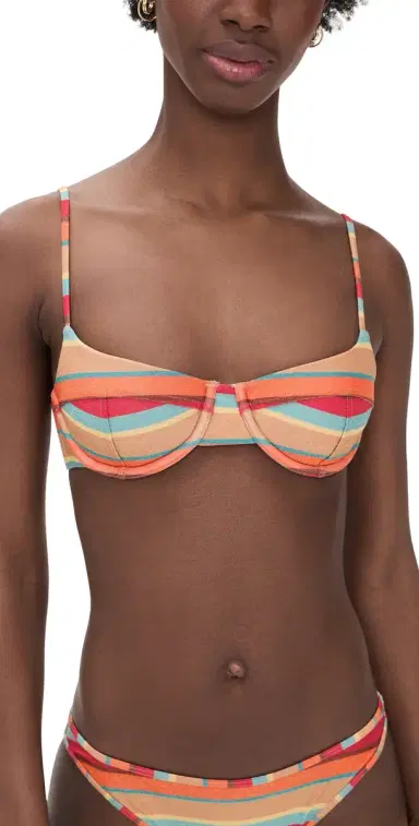 Ramy Brook Striped Mona Bikini Top Flame Glitter Stripe | Thumbnail 1 Ramy Brook Striped Mona Bikini Top Flame Glitter Stripe | Thumbnail 1