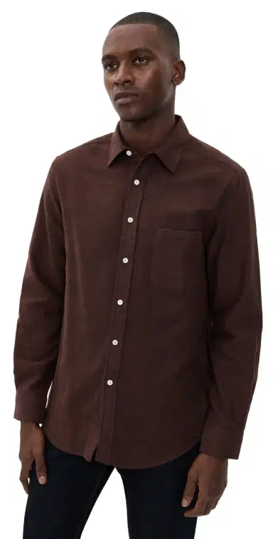 Portuguese Flannel Teca 2.0 Brushed Flannel Button Down Shirt Brown | Thumbnail 1 Portuguese Flannel Teca 2.0 Brushed Flannel Button Down Shirt Brown | Thumbnail 1