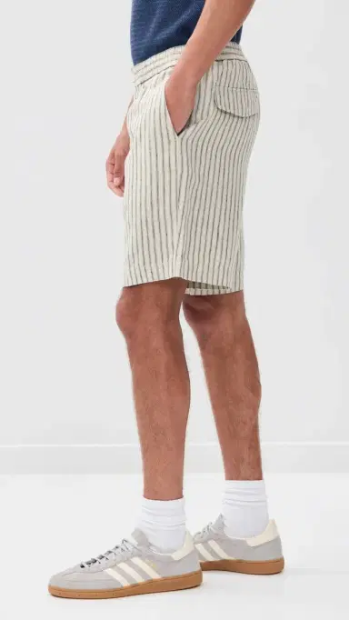Vince Ballston tripe Hemp Shorts 8 Parchment/Coastal tripe | Thumbnail 4 Vince Ballston tripe Hemp Shorts 8 Parchment/Coastal tripe | Thumbnail 4