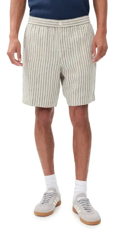 Vince Ballston tripe Hemp Shorts 8 Parchment/Coastal tripe | Thumbnail 1 Vince Ballston tripe Hemp Shorts 8 Parchment/Coastal tripe | Thumbnail 1