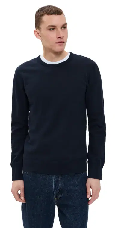 REIGNING CHAMP Mid-Weight Terry Slim Crew Neck Navy M | Thumbnail 1 REIGNING CHAMP Mid-Weight Terry Slim Crew Neck Navy M | Thumbnail 1