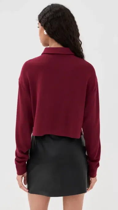 LE BOP Hayley Cropped Polo Merlot L | Thumbnail 3 LE BOP Hayley Cropped Polo Merlot L | Thumbnail 3