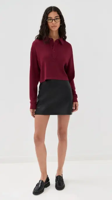 LE BOP Hayley Cropped Polo Merlot L | Thumbnail 5 LE BOP Hayley Cropped Polo Merlot L | Thumbnail 5