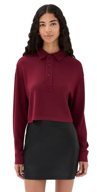 LE BOP Hayley Cropped Polo Merlot L | Thumbnail 1 LE BOP Hayley Cropped Polo Merlot L | Thumbnail 1