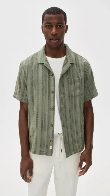 Marine Layer Dobby Resort Shirt Olive | Thumbnail 2 Marine Layer Dobby Resort Shirt Olive | Thumbnail 2