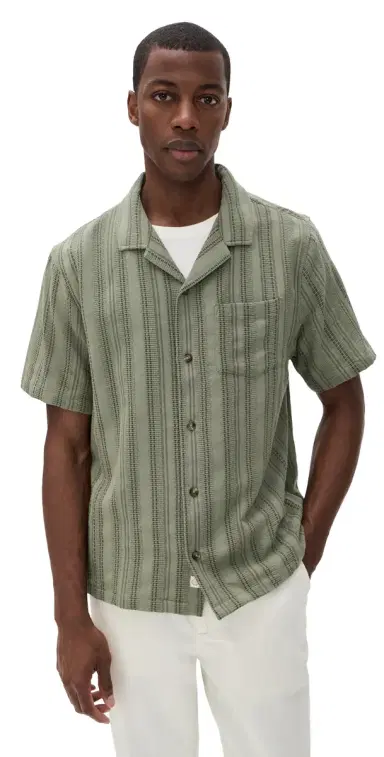 Marine Layer Dobby Resort Shirt Olive | Thumbnail 1 Marine Layer Dobby Resort Shirt Olive | Thumbnail 1