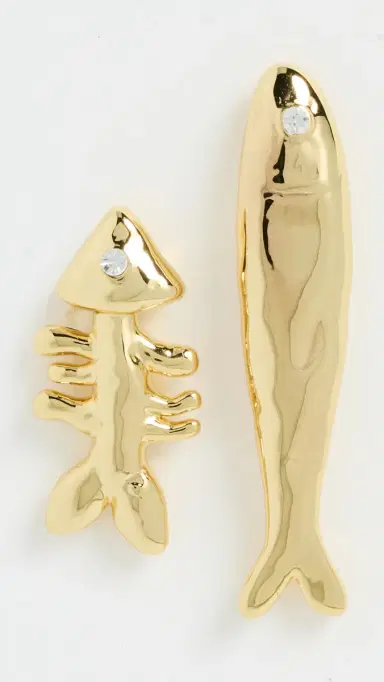éliou Sardine and Fishbone Earrings Gold Plated One Size | Thumbnail 2 éliou Sardine and Fishbone Earrings Gold Plated One Size | Thumbnail 2