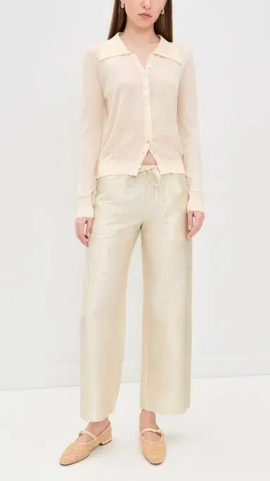 DONNI. DONNI. The Taffeta Drawstring Cargo Pants Creme L | Thumbnail 5 DONNI. DONNI. The Taffeta Drawstring Cargo Pants Creme L | Thumbnail 5