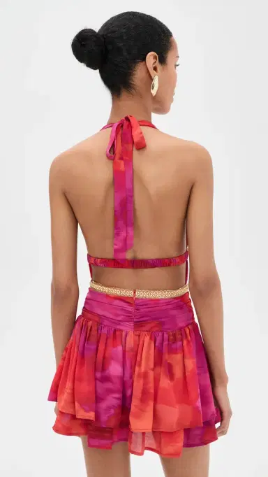 Runaway the Label Xylia Halter Low Plunge Mini Dress uri Orange | Thumbnail 3 Runaway the Label Xylia Halter Low Plunge Mini Dress uri Orange | Thumbnail 3
