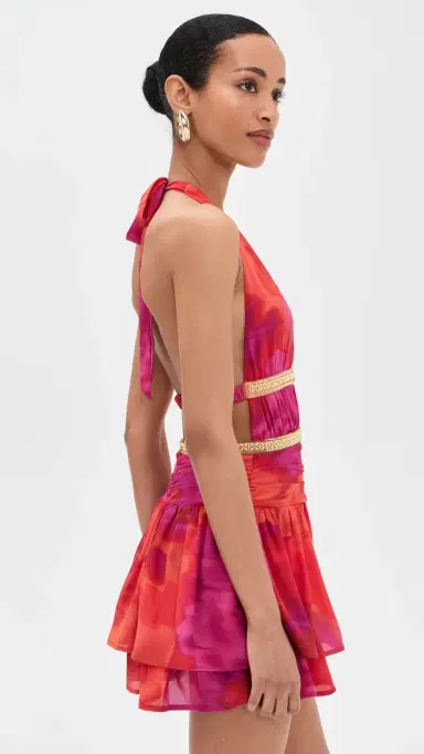 Runaway the Label Xylia Halter Low Plunge Mini Dress uri Orange | Thumbnail 4 Runaway the Label Xylia Halter Low Plunge Mini Dress uri Orange | Thumbnail 4