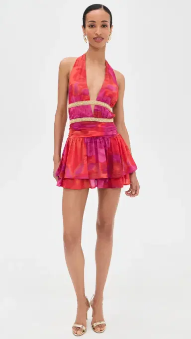 Runaway the Label Xylia Halter Low Plunge Mini Dress uri Orange | Thumbnail 5 Runaway the Label Xylia Halter Low Plunge Mini Dress uri Orange | Thumbnail 5