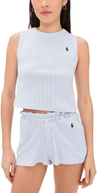 Polo Ralph Lauren Pointelle Pajama Set Xenon Blue | Thumbnail 1 Polo Ralph Lauren Pointelle Pajama Set Xenon Blue | Thumbnail 1