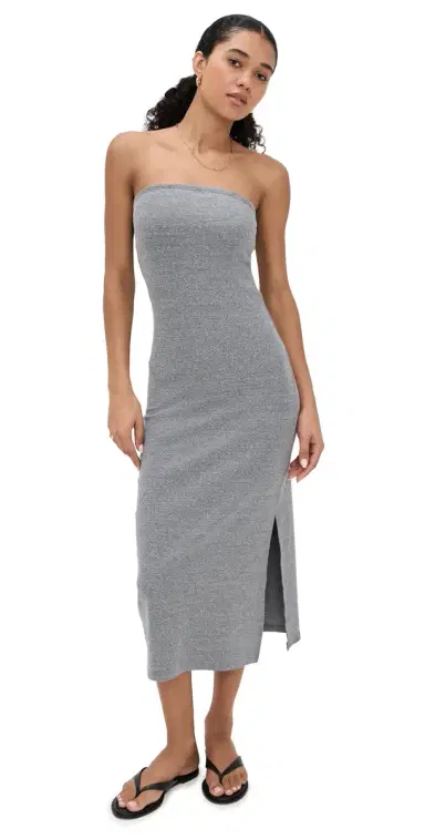 perfectwhitetee Blondie Strapless Dress Dark Heather Grey | Thumbnail 1 perfectwhitetee Blondie Strapless Dress Dark Heather Grey | Thumbnail 1