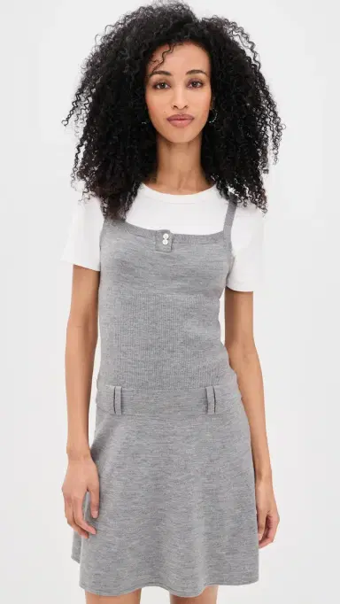 Sandy Liang Glace Merino Wool Dress Heather Grey M | Thumbnail 2 Sandy Liang Glace Merino Wool Dress Heather Grey M | Thumbnail 2